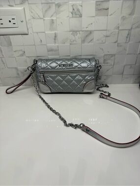 MZ Wallace Silver Metallic Crossbody Bag